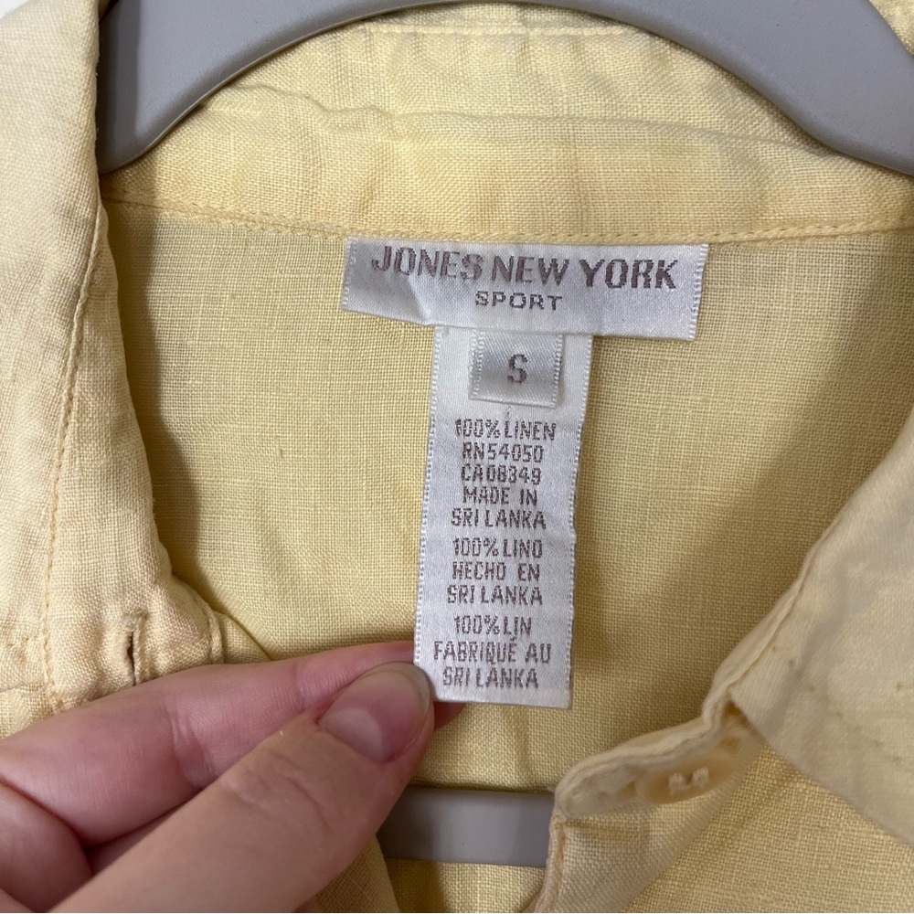 Vintage 90s Linen Yellow Button-Up Shirt - Picture 4 of 6
